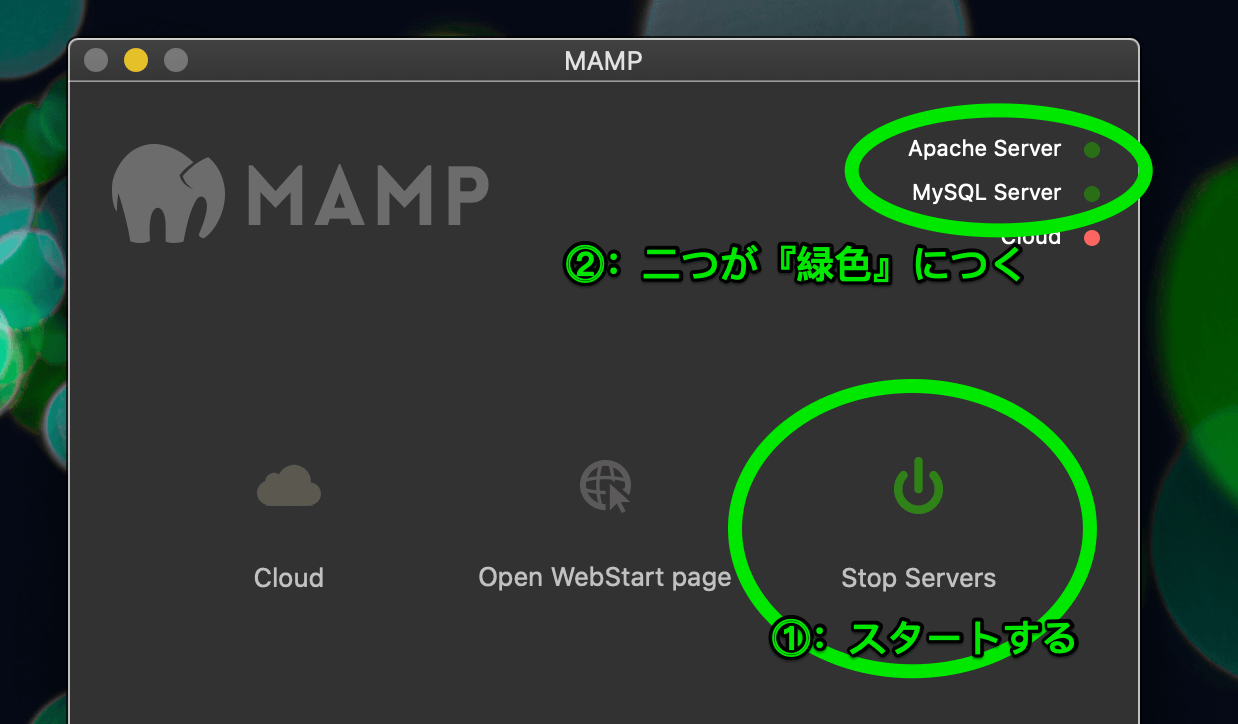 MAMPの起動画面